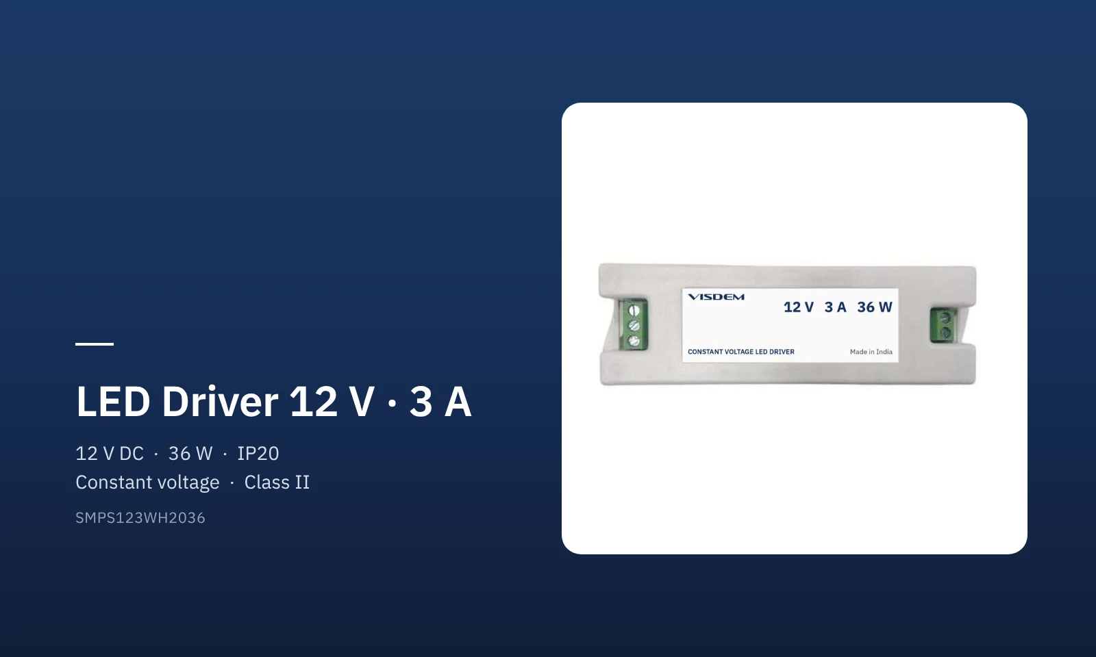 Visdem LED Driver 12 V 3 A constant-voltage SMPS driver Visdem LED Driver 12 V 3 A constant-voltage SMPS driver
